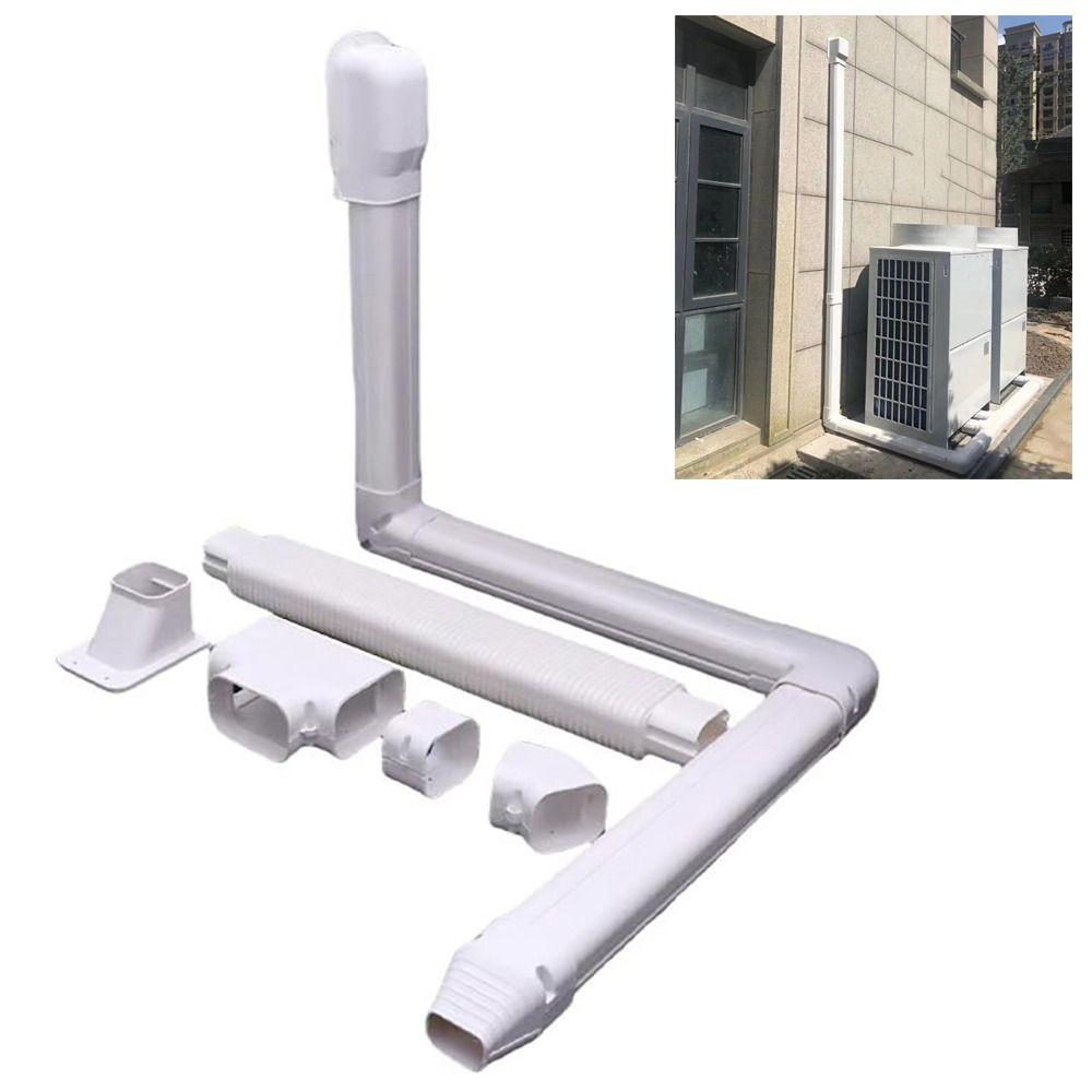 75*65mm Air Cond Lineset Cover System White PVC Coupling End Cap Cover Flat Elbow Weather Resistance Wall Cap Connection Lines