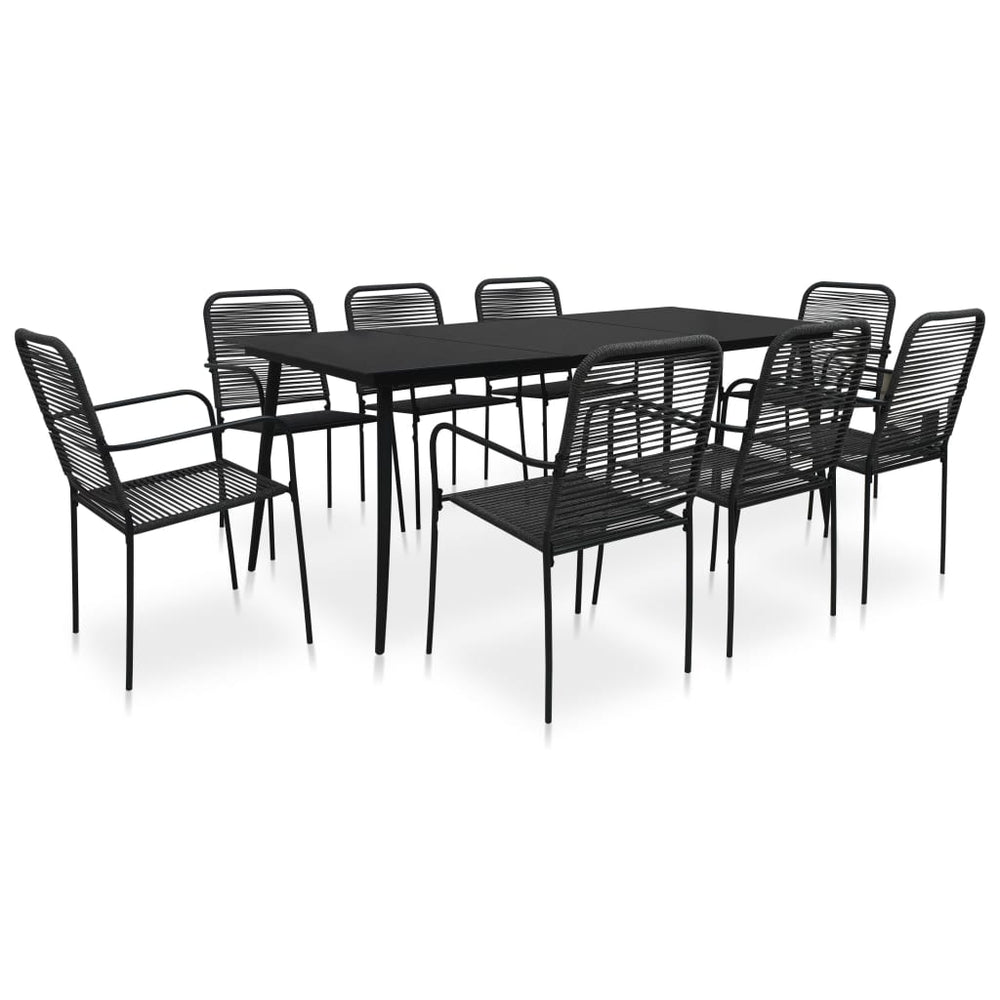 Ensemble à manger de jardin 9 pcs Corde en coton et acier
