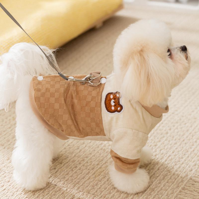 Dog Clothes Autumn and Winter Warm Bear Thickened Baseball Clothing Teddy Yorkshire Small Dog Pet Clothing