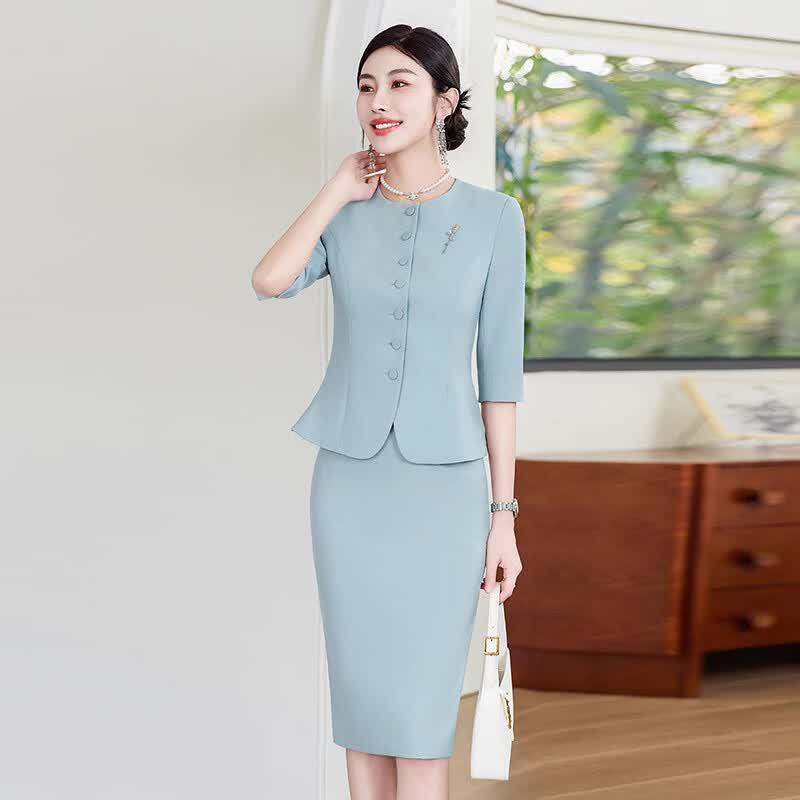 Trolman Women's Professional Seven-Sleeve Suit Skirt Set