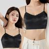 Seamless Satin Back Lingerie Women's Gathering French Style Bra Lace Suspender One-piece Fixed Cup Bra Thin Vest