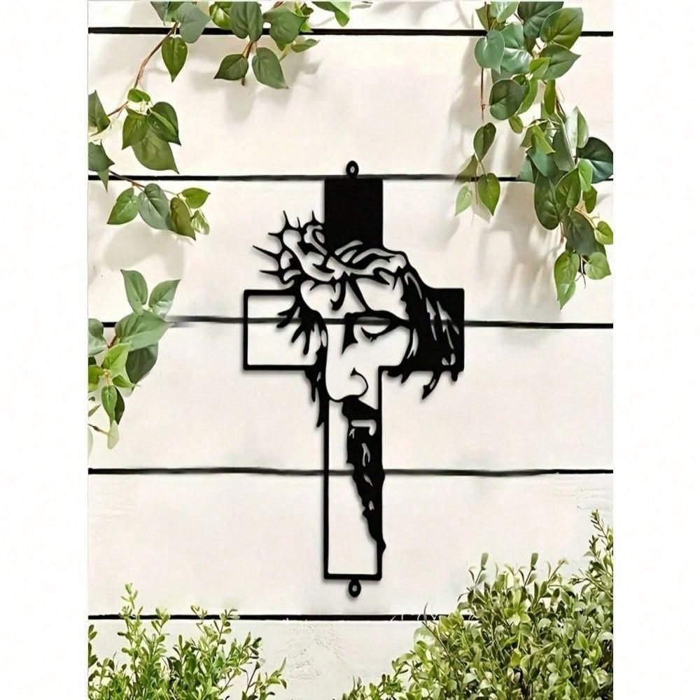 11.8 Inch Metal Cross Wall Decor Jesus Christian Religious Art for Home Indoor Outdoor Garden Hanging Faith Gift Easter Rustic Spiritual