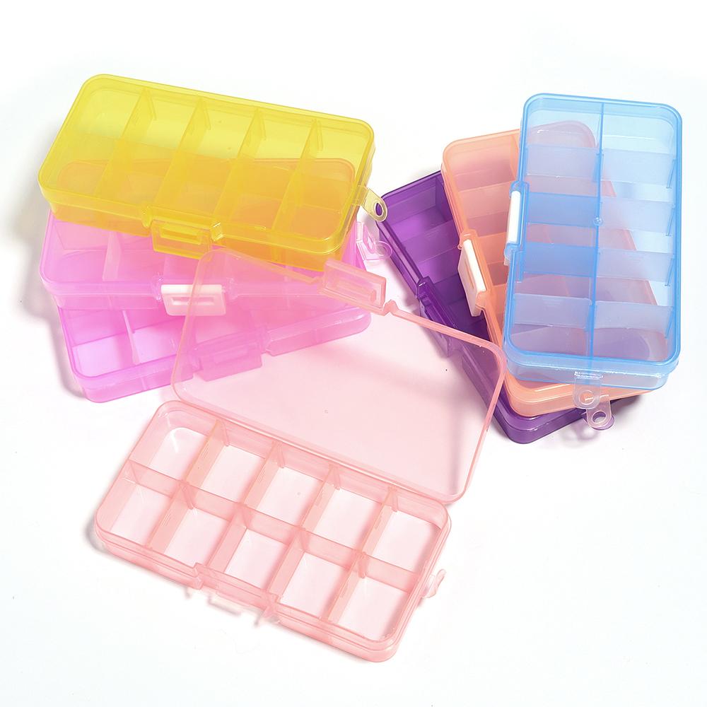 10/15Grids Plastic Jewelry Storage Box Adjustable Square Organizer Boxes For DIY Beads Earrings Bracelet Packaging Display Box