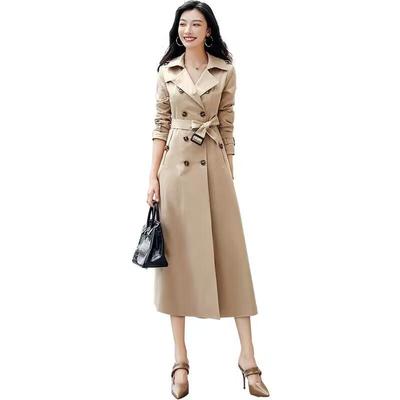 Long Trench Coat Women Thicken Double Breasted Waterproof British Female Windbreaker Coat