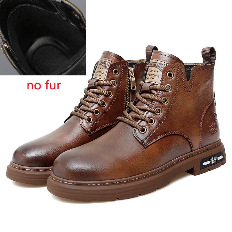 FashionGenuine Leather Mens Shoes lace up High-top Fashion Shoes Comfortable Motorcycle Boots Street Style Male Casual Ankle Boots