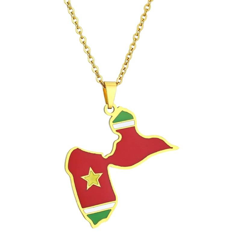 France Guadeloupe Map Flag Necklace Unique Neck Chain Stylish Jewelry Collection Stainless Steel Party Birthday Gift