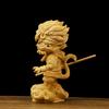 Boxwood Hand-carved Sun Wukong Statue Cartoon Creative Wood Carving Handicraft Collection Gifts