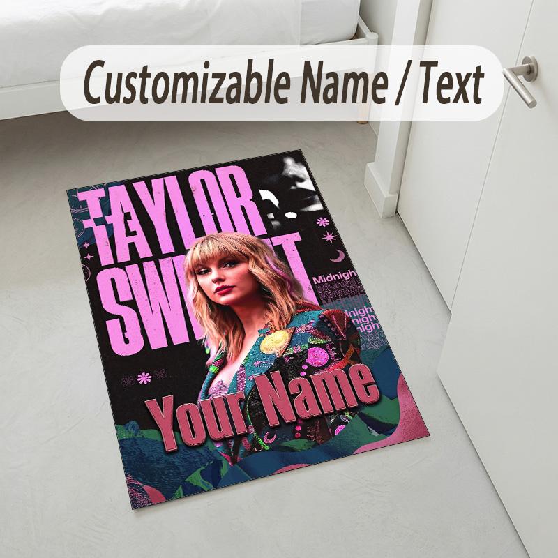 Personalisierter Kristall-Samtteppich, Taylor Swift Individuell Bedruckter Name, Plüsch-Bereichsteppich Für Zuhause Innenbereich Dekor