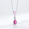 Ailmay Sterling Silver Water Droplet Sweet Pink Zircon Pendant Necklace for Women Romantic Valentine's Day Gift