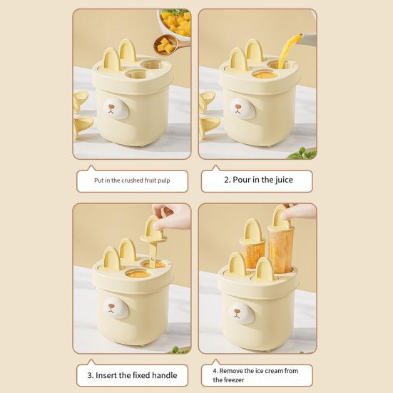Ice Cream Mold Cute Bear Popsicle Molds BPA-Free Food-Grade Plastic Ice Pop Mold for Homemade Ice Cream Chocolates Candies