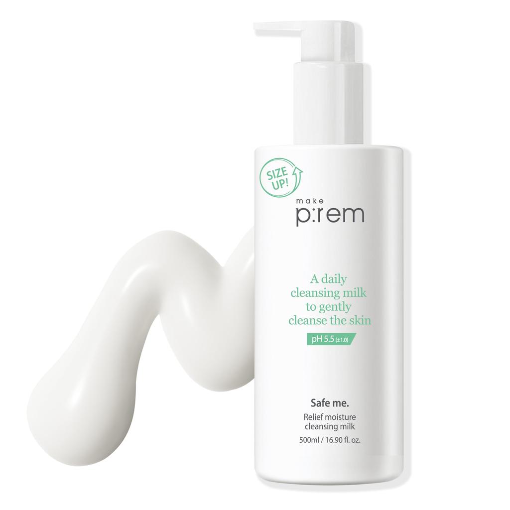 Make Prem Safe Me Relief Moisture Cleansing Milk 500ml Large capacity Makeup remover Low irritation Moisturizing Contains soy protein Korea