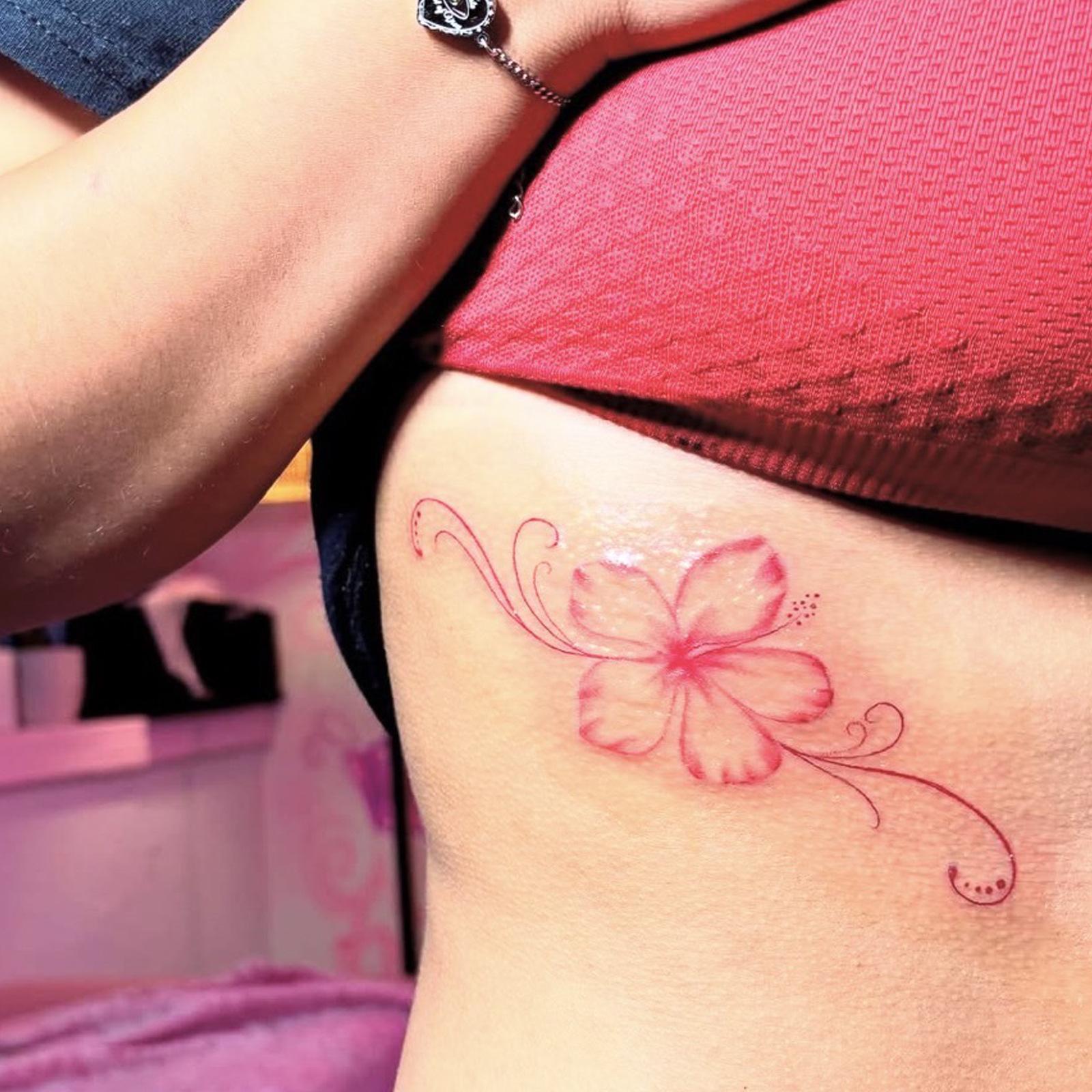 Glow Makeup Unisex Flower Cherry Blossom Tattoo Sticker Waterproof Female Lasting Senior Feeling Waist Belly Sexy Temporary Tattoo Sticker