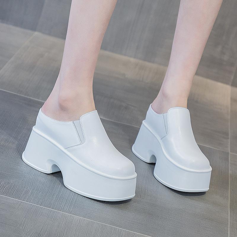 Women's Heeless Half Slippers with Thick Sole for Spring 2025 - Simple and Casual Design