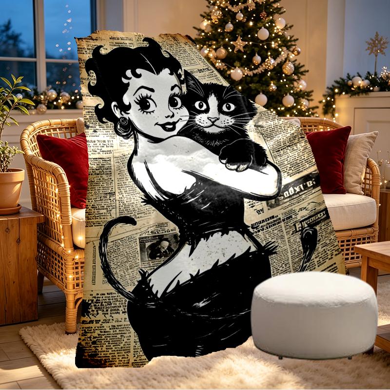 Betty Boop Print Blanket - Soft & Comfortable, for Bedroom, Travel, Sofa, Home Decoration - Birthday Christmas Gift for Friend