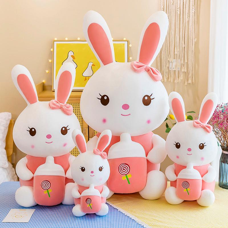Adorable White Bunny Plush Pillow - Cute Rabbit Doll for Kids' Birthday Gift