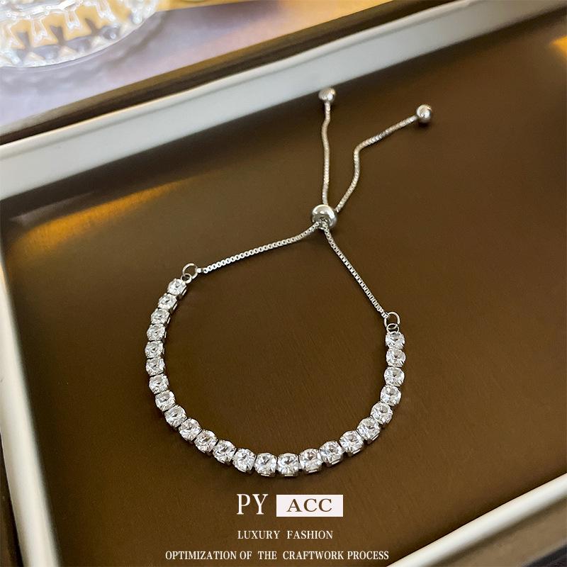 High-End Geometric Crystal Adjustable Bracelet with Luxury Drawstring Design - New Influencer Jewelry