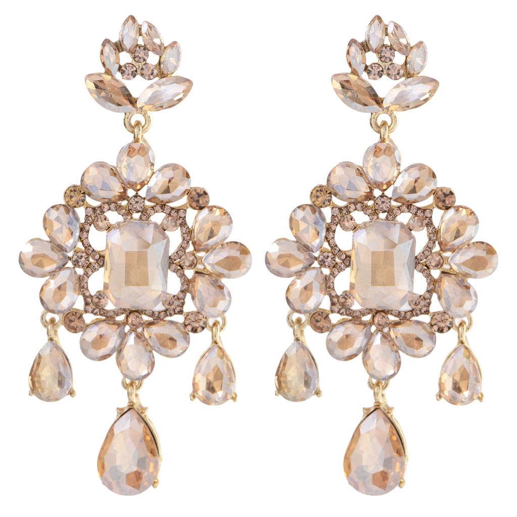 Fashion Lady Geometric Crystal Earrings With Irregular Design For Elegant Occasions