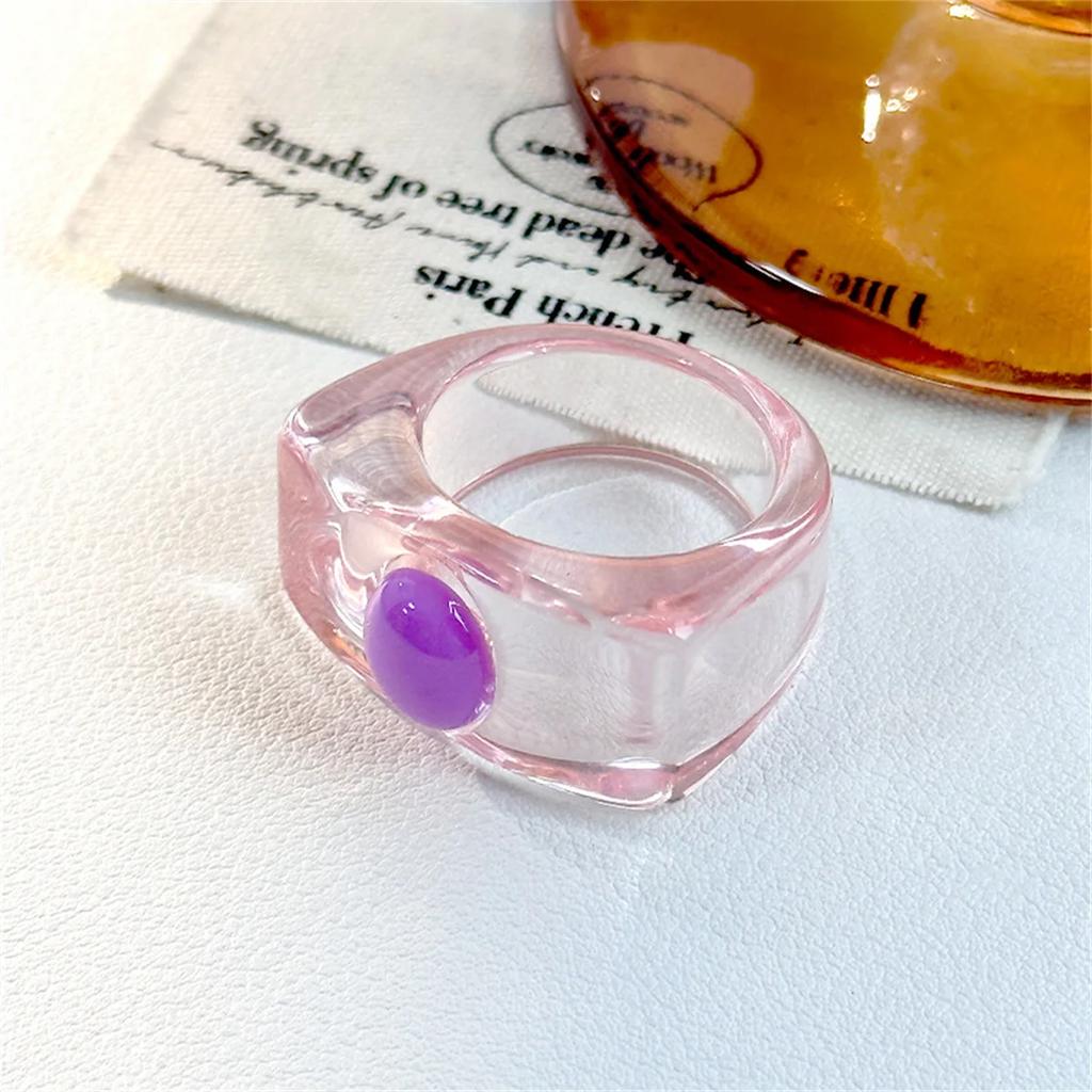 Fashion Simple Inlaid Colorful Y2k Resin Ring Women Sweet Cute Ins Birthday Party Hip Hop Commemorative Jewelry Rings Gift Women