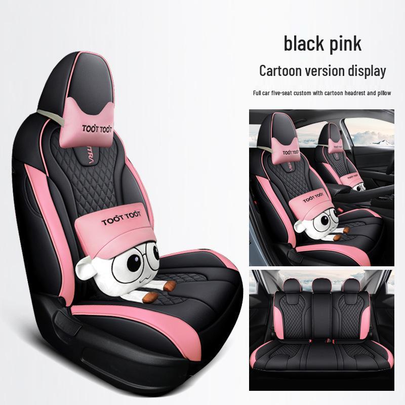 Huse de Scaun Auto din Piele Full-Surround Elantra, Universale, Rezistente la Uzură, pentru Toate Sezoanele, Cinci Locuri.