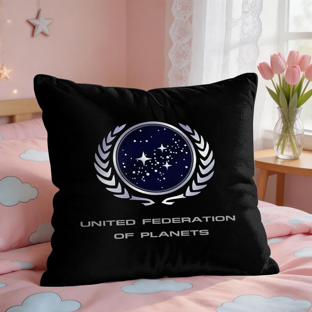 Star TTrek Ship Movie Logo Cushion Cover Square Short Plush Pillow Case Living Room Sofa Home Decor Funda X