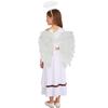 Girls 3 Pieces Greek God Roman Costume Outfit Metallic Gloss Patchwork Sleeveless Dress with Feather Angel Wings and Hair Hoop Cosplay Stage