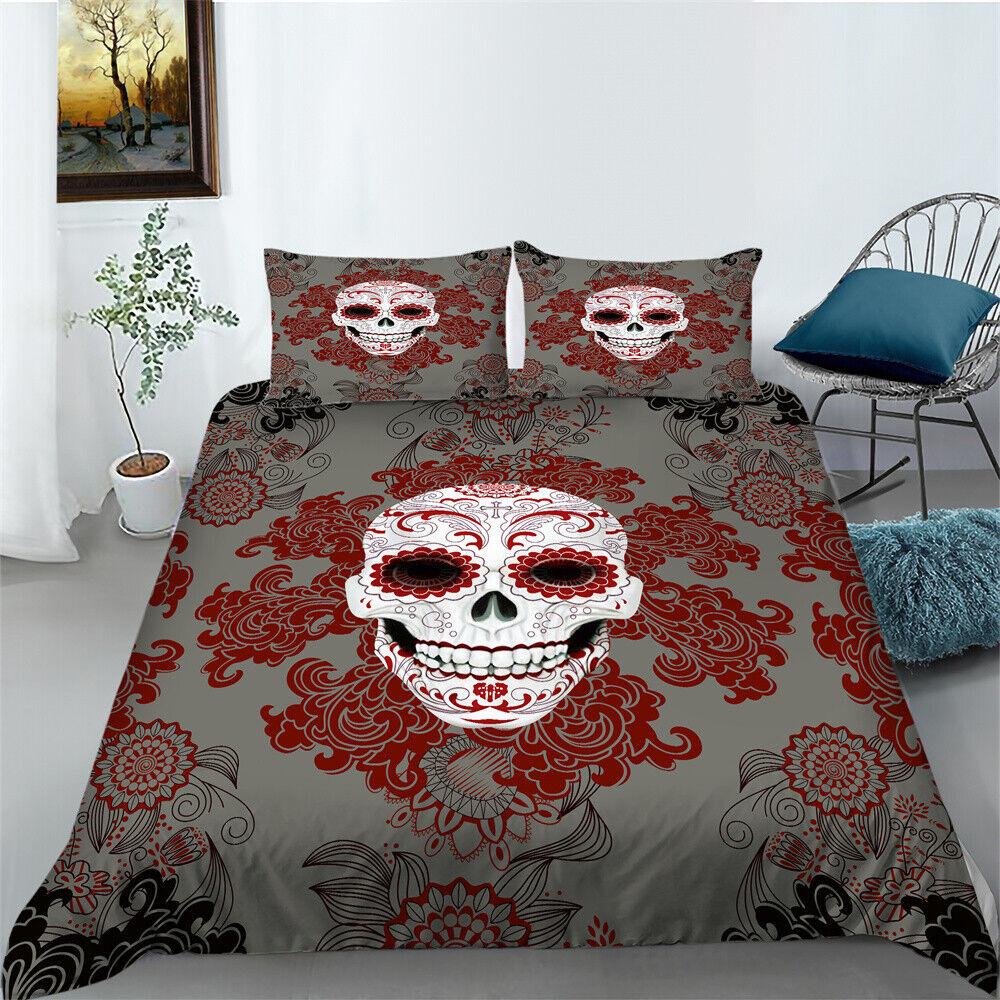 3D Skull Duvet Cover Bedroom Decor Youth Bedclothes Fashion Bedding Cover Suit