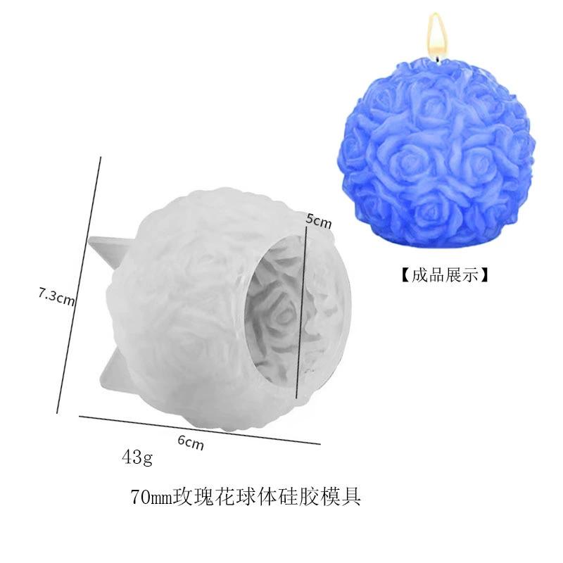 3D Rose Ball Candle Aromatherapy Mold DIY Valentine's Day Casting Mold Creative Elegant Candlestick Stand Home Wedding Decor