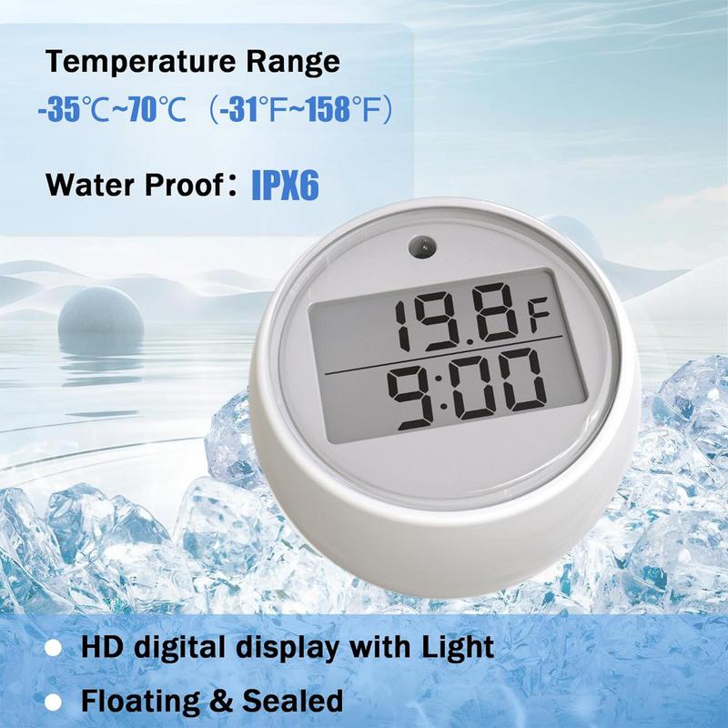 Digitales Eisbad-Thermometer mit schwimmfähiger Anzeige und genauen Temperaturmesswerten, IPX6 wasserdicht, LED-Anzeige, Thermometer für Spa-Pool