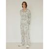 Lunaluz Men S Double Gauze Long Sleeve Collar pajamaS Set