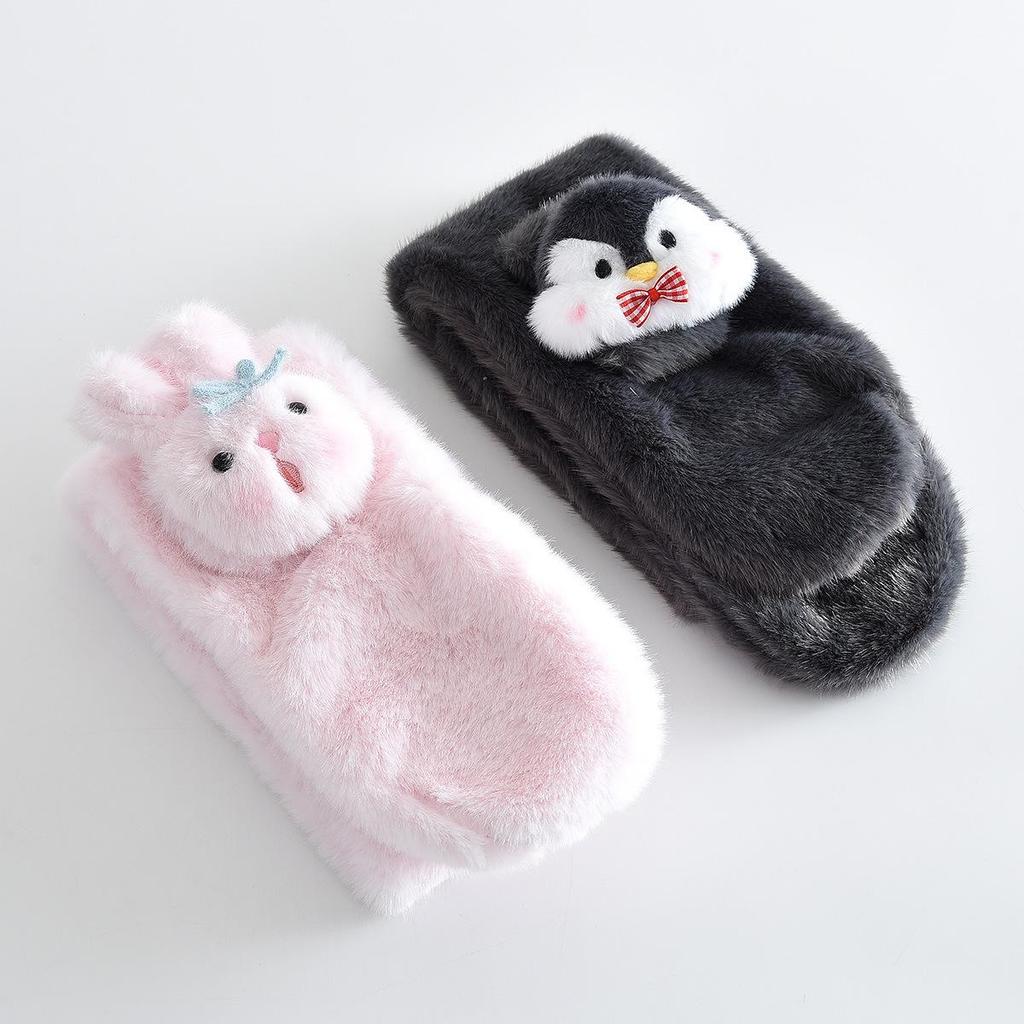 Samtiger Winter-Schal für Kinder: Warmer, Winddichter, Einfarbiger Schlauchschal mit Kleintier-Design