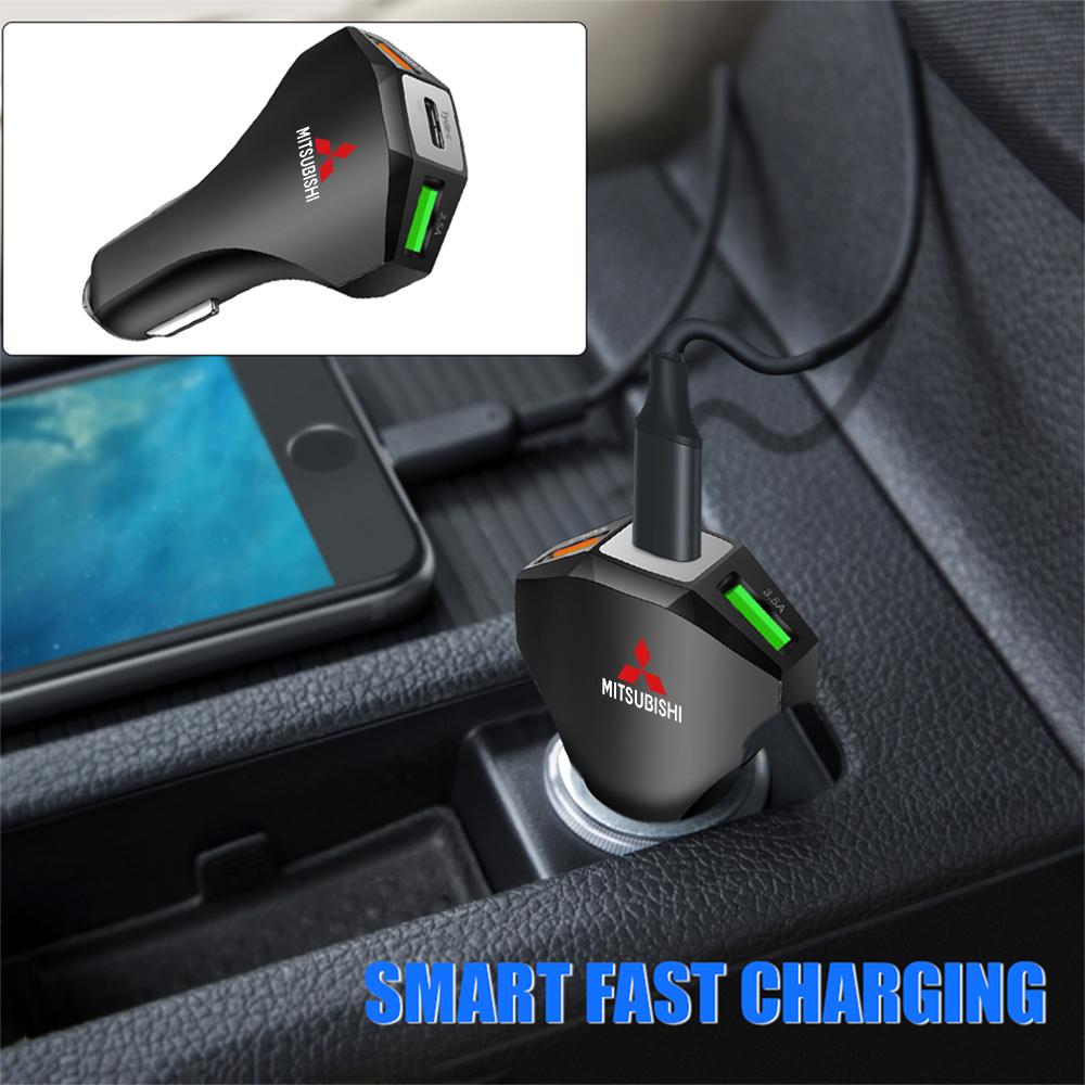 cxbkdv1 Car Charger USB Type-C Ports Super Fast Charging Adapter Accessories For Mitsubishi Asx Lancer L200 Pajero Sport Attrage Xpander