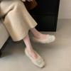 2025 Autumn and Winter New French Gentle Flat-bottomed Fluffy Women's Shoes Fairy Wind One Pedal Velvet Warm Ladyshoes Versatile