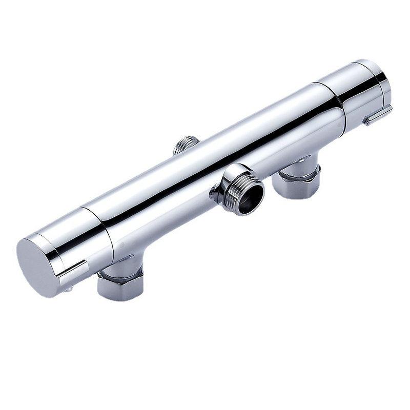 Copper Electric Water Heater Faucet with Solar Thermostatic Valve, Round Rod, Dual Water Outlet