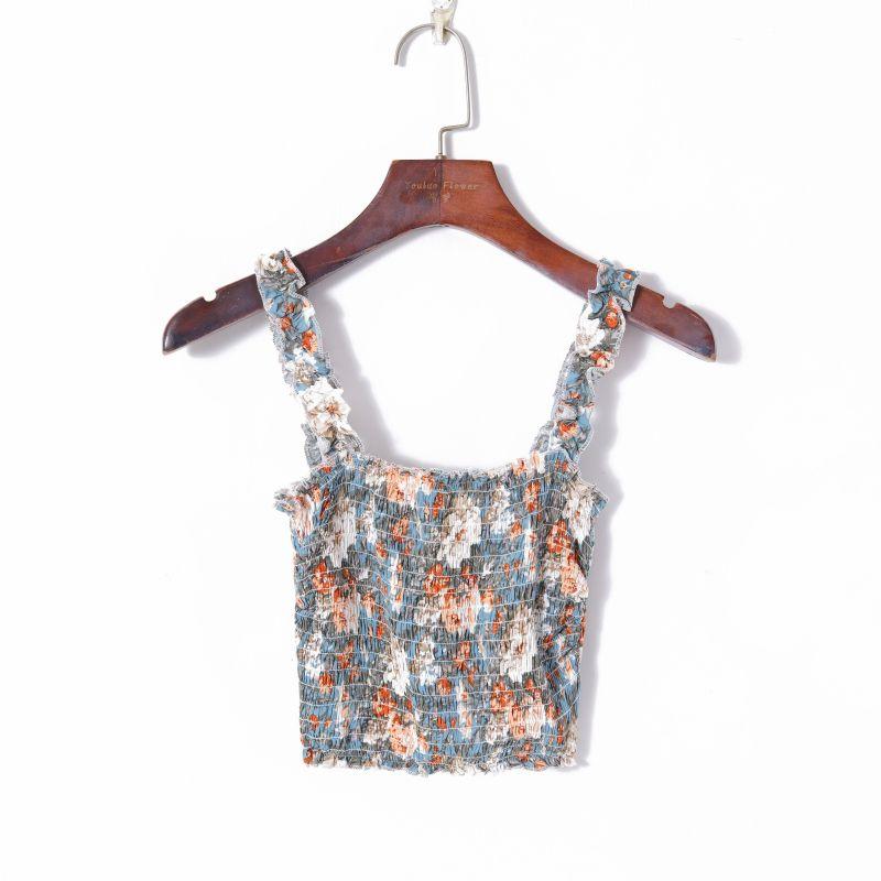 

Printed Slim-Fit Figure Flattering Sleeveless Elastic Ruffles Color XS