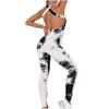Women's Stitching Siamese Tie-Dye  Bubble Yoga Pants Ink Slim Hip-up Yoga Pants