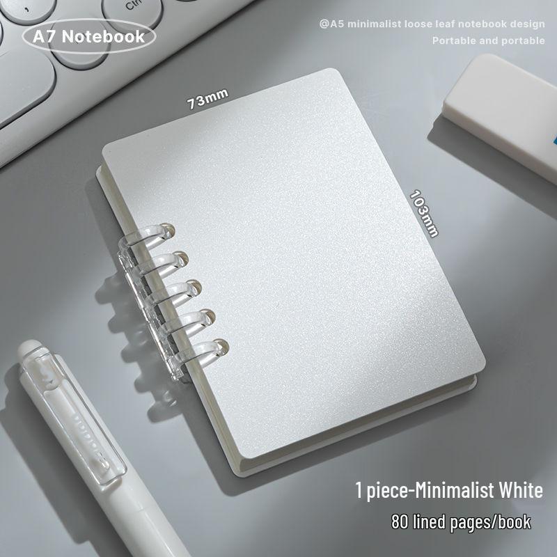 A7 Transparent Minimalist Loose-Leaf Spiral Pocket Notebook, Lined for Single Words