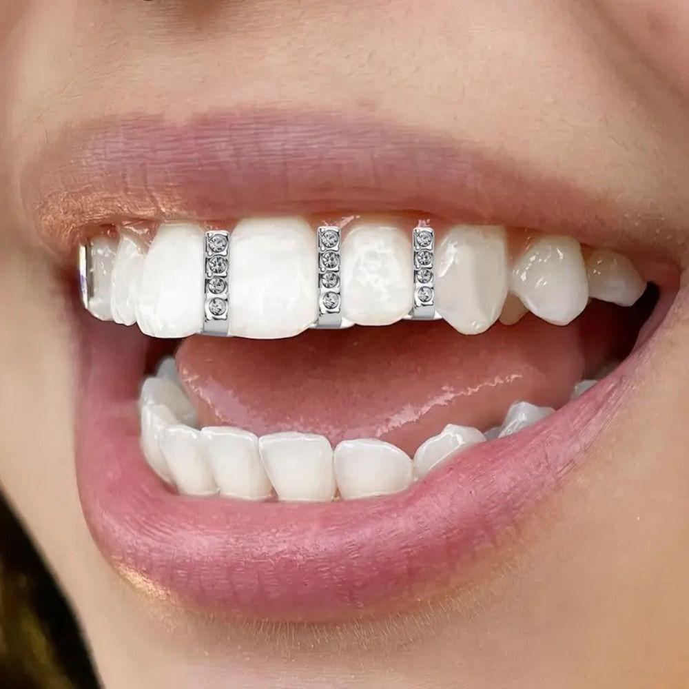 3/5Pcs Punk Hip Hop Teeth Grillz Bling Single Dental Braces Rhinestone Teeth Caps Men/Women