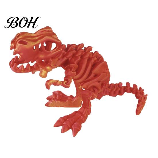 Smooth Joint Dinosaur Toy 3D Printed Figure, Movable Joints Opening Decoration, Decoration Gradient Metallic Texture Mini Bone Accessories Science