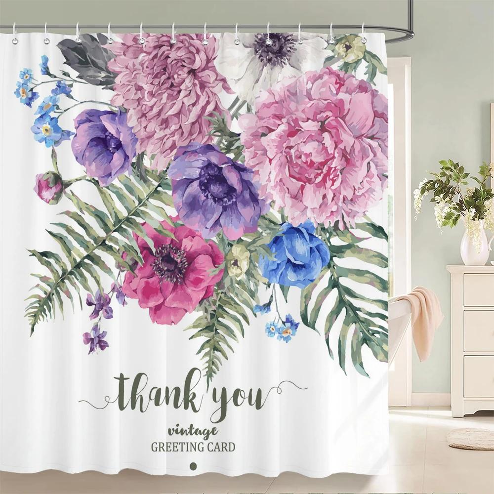 Plant Flowers Leaves Series Shower Curtains Bathroom Curtain Frabic Waterproof Polyester Multiple Sizes Bath Bathroom Curtains