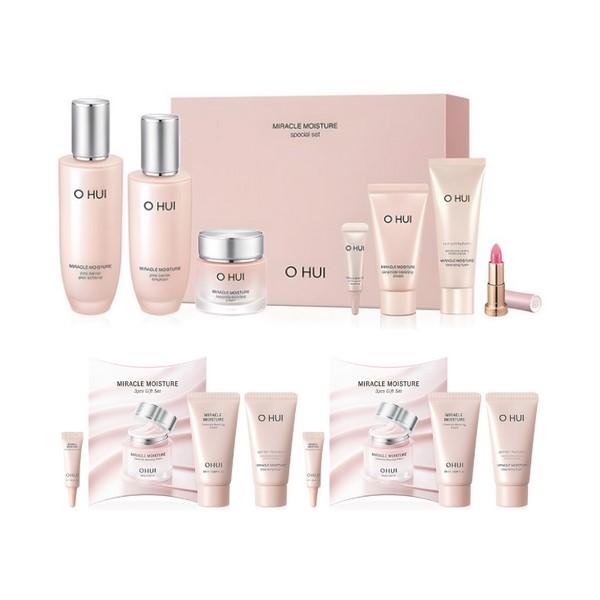 O HUI Miracle Moisture Pink Barrier Skin150ml + Emulsion130ml + Cream30ml + NEW Rouge Real Mini + Essence4ml + Cream25ml + Cleansing Foam40ml, 1 Set