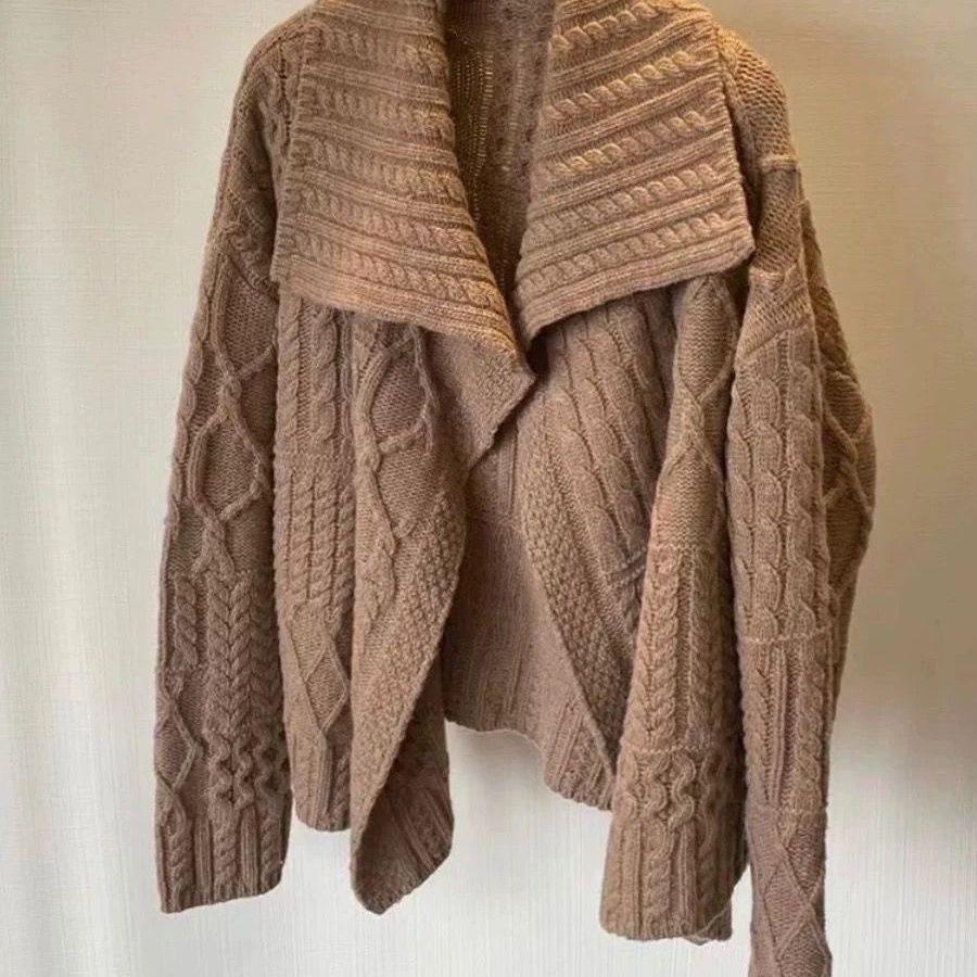 

Trendy and Chic 2024 Knitted Cardigan: Cozy, Pretty, Lazy-Style Sweater Coat for Autumn M (85-95 jin) кофейный