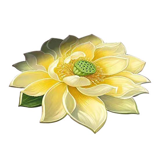 Tapis de sol 3D Lotus Tapis de salon fleur réaliste Forme fleur de lotus Antidérapant Tapis de zone pour cuisine Chambre Salle de bain Salle de jeux