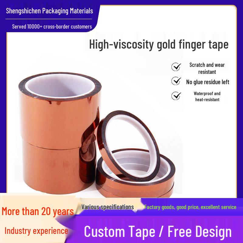 Gold-Plated Finger Tape with Silicone Glue - Kapton Polyimide, Radiation-Resistant Electrical Insulation.
