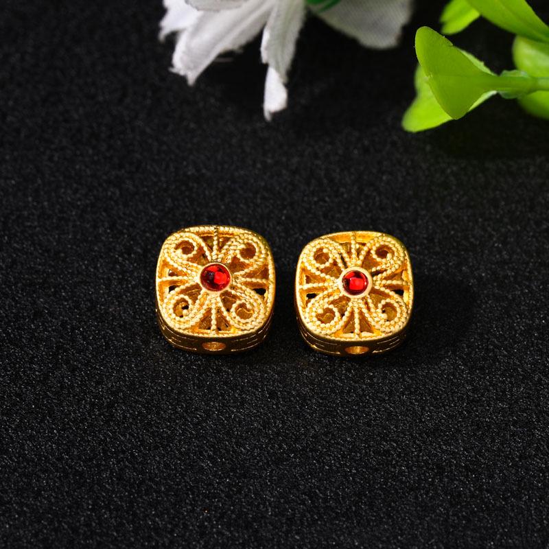 Ancient Gold Openwork Spacer Beads with Inlaid Blue Beads
