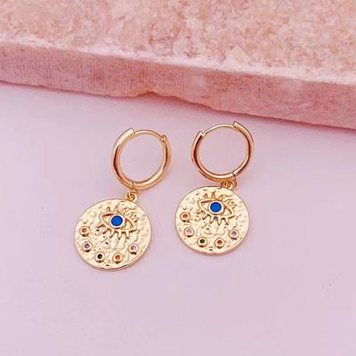 Explosive Teufelsauge Ohrringe Europäischer und Amerikanischer Stil Farbe Spitzhacke Kupferbeschichtet 14K Gold Ohrringe Ohrringe
