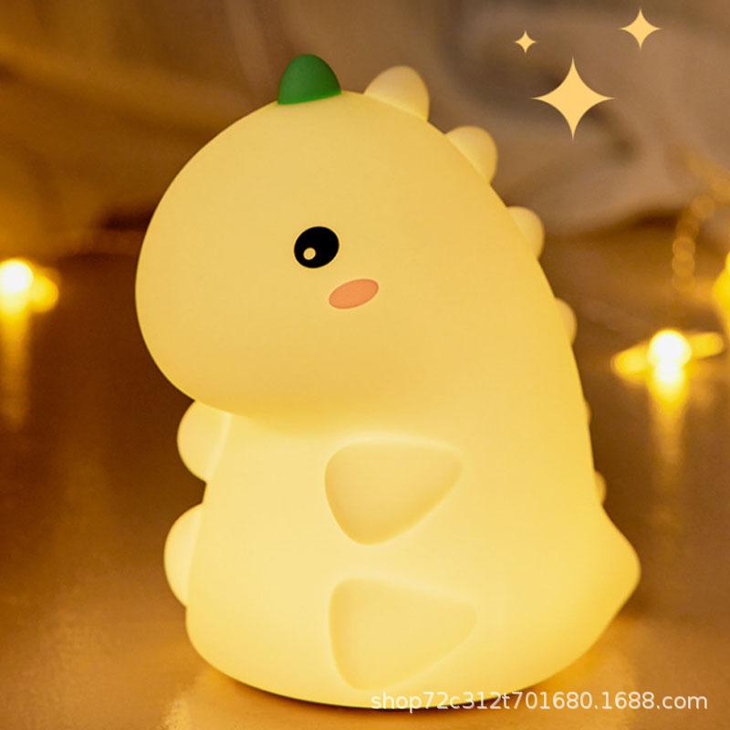 

Маленький динозавр силиконовый ночник светодиодный мягкий светильник в виде животного 3 уровня яркости ночник для детей украшение мультфильм подарок White&USB Plug