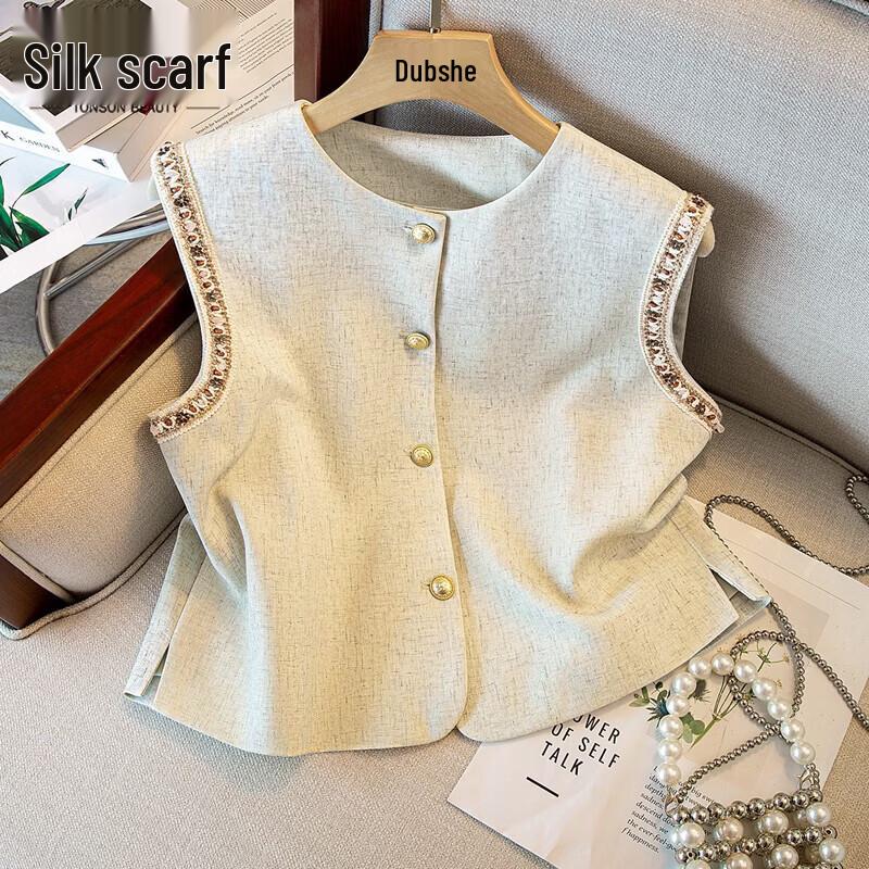 Sibooshe Women s Linen Blend Single-Breasted Vest L