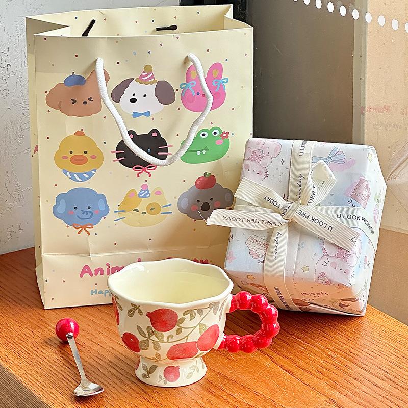 High Value Design Ceramic Mug Cute Fruit Cup Gift Box Girls Coffee Breakfast Cup Birthday Gift