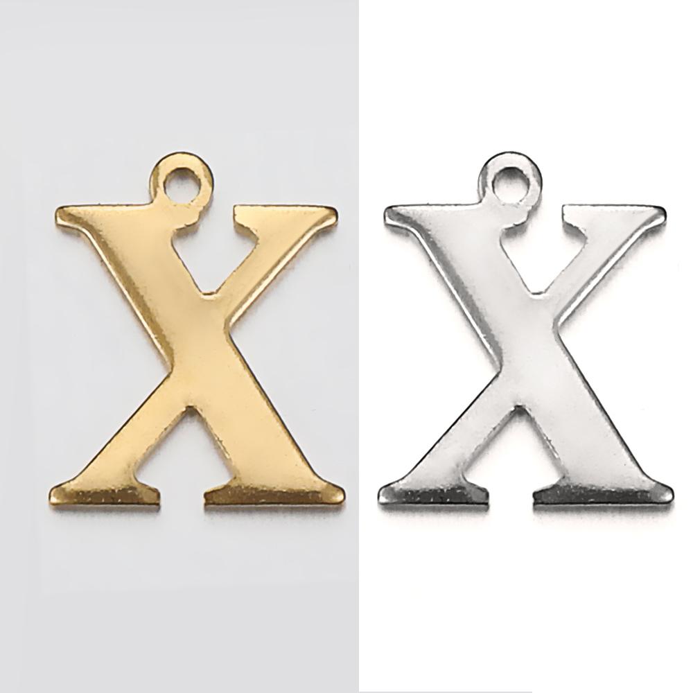 20pcs Stainless Steel Gold Letter Charm Initial Charms Alphabet Beads Pendants Assorted for Bracelet Necklace Jewelry Making DIY