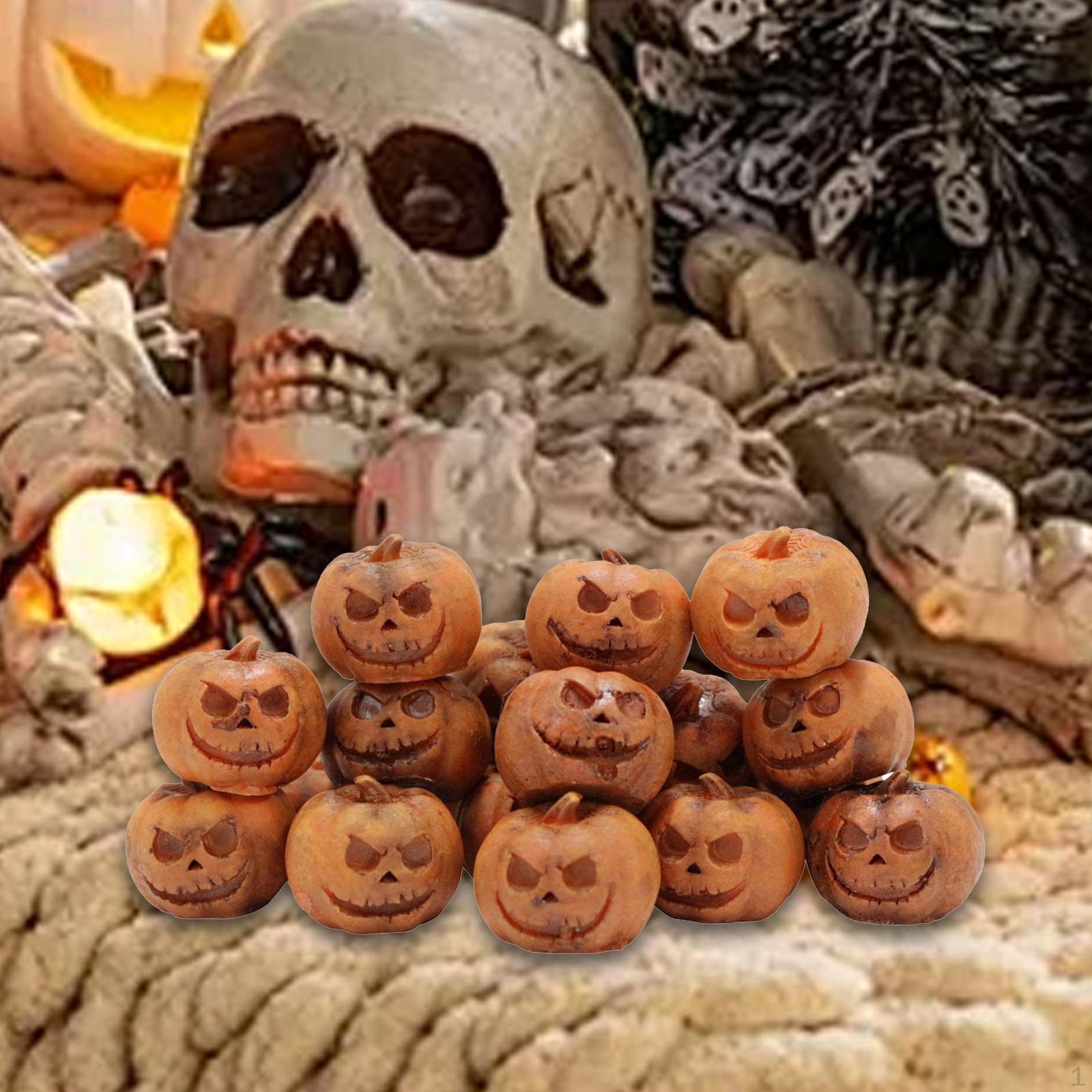 

20x Miniature Pumpkin Figurines Halloween Decorations Artificial Mini Statues, Resin for Tabletop